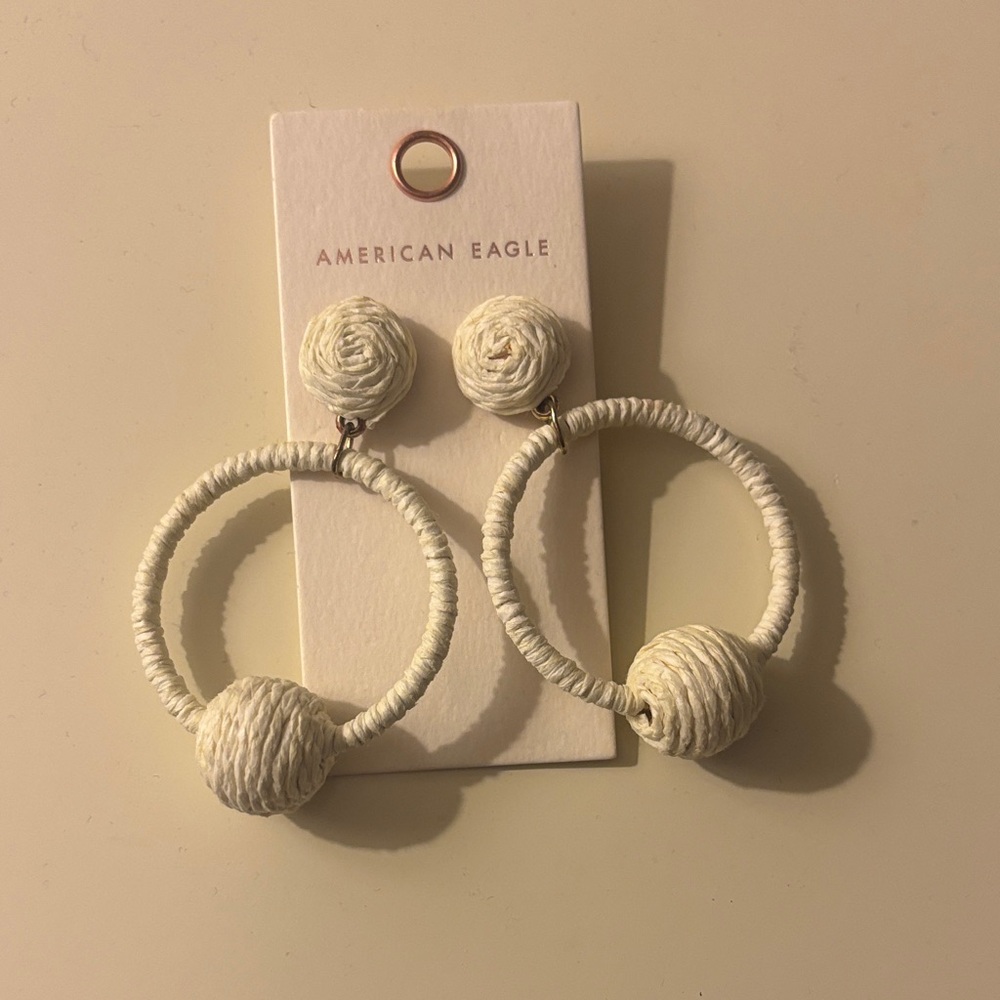 American Eagle Outfitters Cream Hoop Earrings